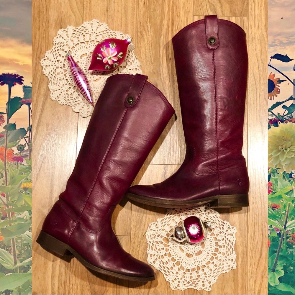 Frye Melissa Button riding boot in wine